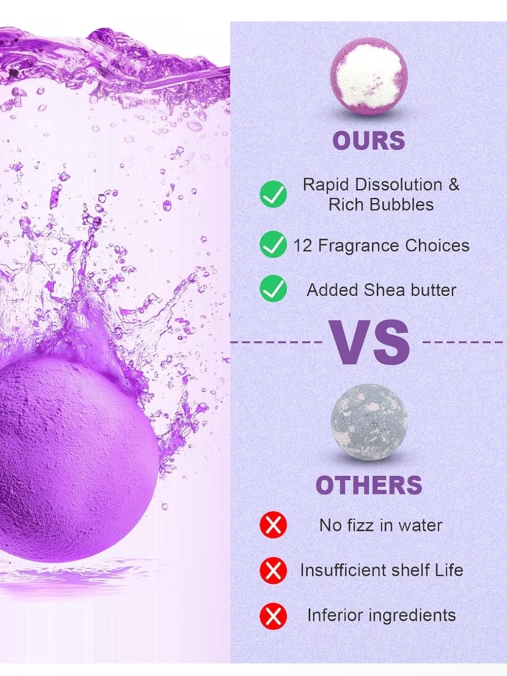 Bath Bombs for Women Gift Set 12 Pack Natural Relaxing Bath Bombs for Her - Picture 13 of 15